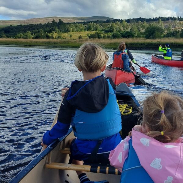 Family canoeing, Go Wild Highlands, Lairg