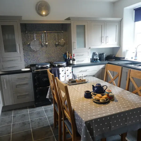 Kitchen with dining table, East End Cottage, Dornoch