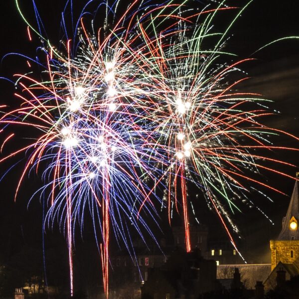 Fireworks over dornoch cathedral