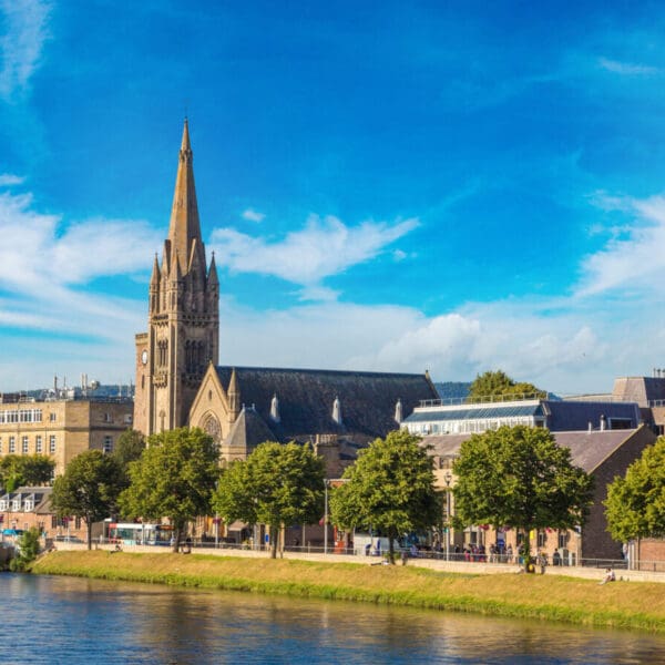 Cityscape of Inverness, Scotland in a beautiful summer day, United Kingdom