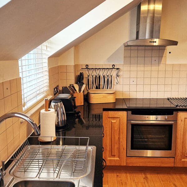 Kitchen area in Bird's Eye View apartment, dornoch