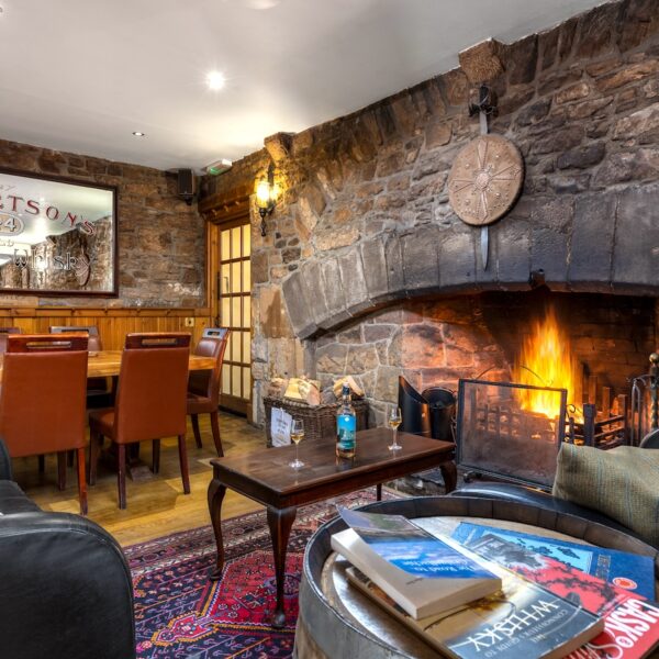 Fireplace in bar, Dornoch Castle Hotel