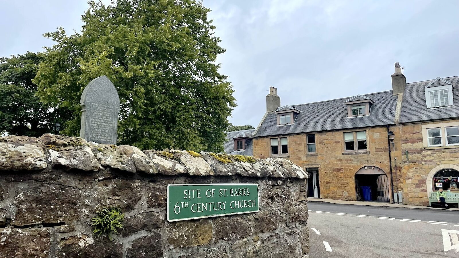 Wall of Cathedral graveyard at junction with High Street, Dornoch