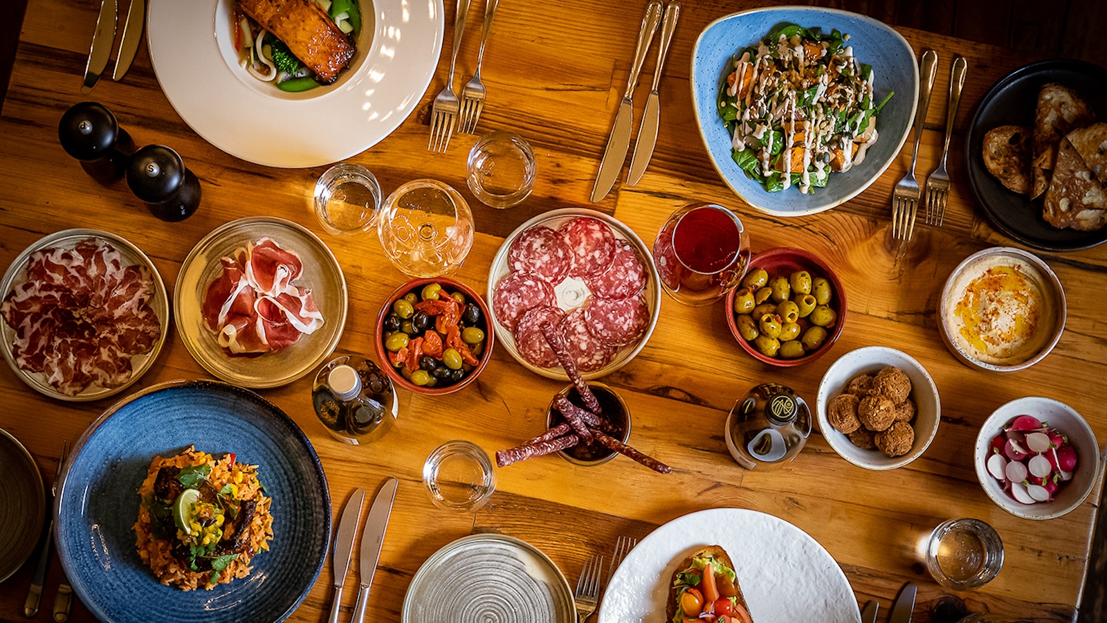 Table set with food at Greens restaurant, Dornoch