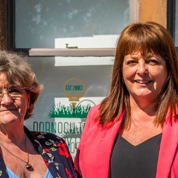 Staff from Dornoch Town and Country Lettings standing outside office