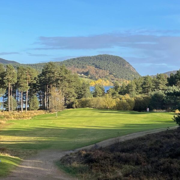 Migdale Rock and loch from green, Ardgay Bonar Bridge golf course