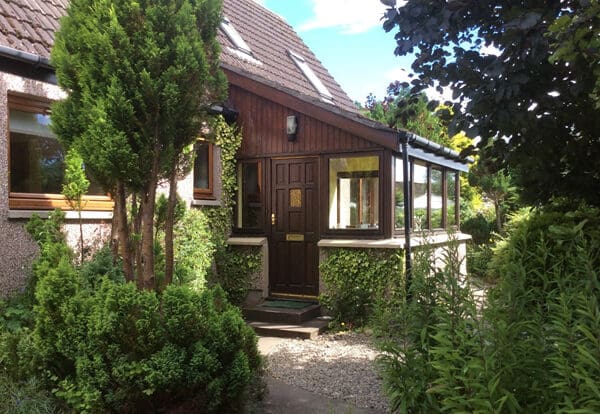 Entrance door to The Glen holiday cottage, Dornoch