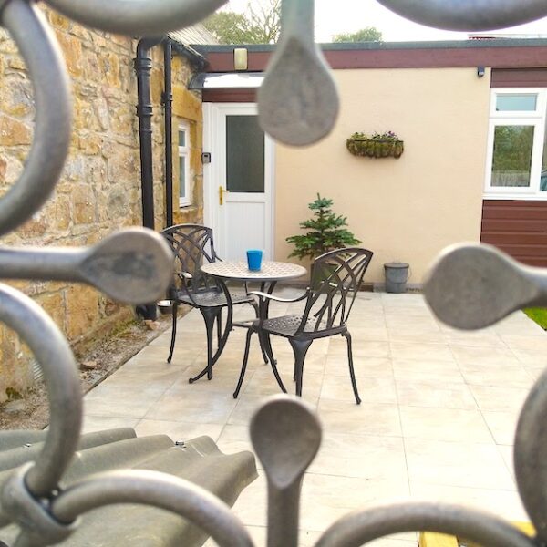 Terrace at back door, Morven holiday cottage, Dornoch