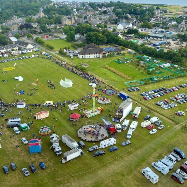 Aerial view of Dornoch Highland Games