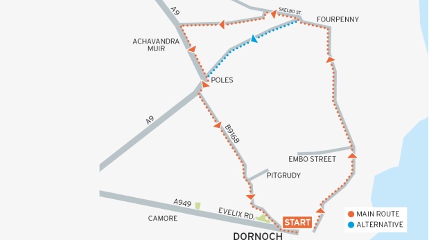 Skelbo Street Cycling Route map