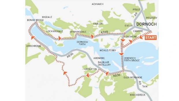 Dornoch Firth Loop with Struie Viewpoint Cycling Route map