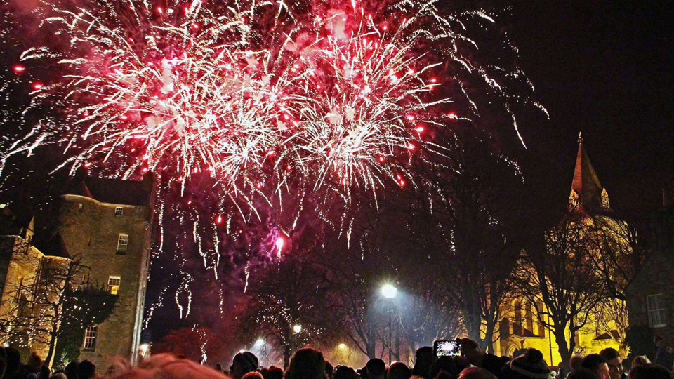 Dornoch, Seasonal, New Year Celebrations. Fireworks